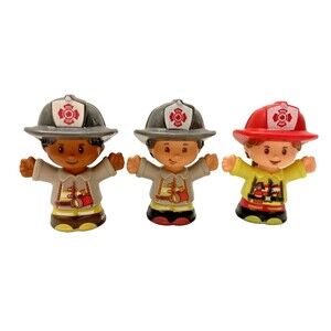 Fisher Price Little People Helping Others Firefighter Figure Girl & Boy Lot of 3